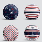 4'lü Beyaz Zemin Üzerinde Renkli Deniz Motifli Modern Yuvarlak Yastık Kırlent Kılıf Seti Realhomes