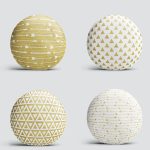 4'lü Renkli Zemin Üzerinde Gold Detaylı Geometrik Desenli Modern Yuvarlak Yastık Kırlent Kılıf Seti Realhomes