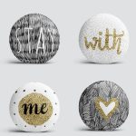 4'lü Renkli Zemin Üzerinde Gold Detaylı Yazılı Modern Yuvarlak Yastık Kırlent Kılıf Seti Realhomes