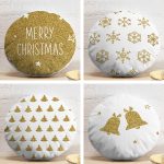 4'lü Renkli Zemin Üzerinde Gold Detaylı  Modern Yuvarlak Yastık Kırlent Kılıf Seti Realhomes