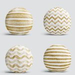 4'lü Beyaz Zemin Üzerinde Gold Detaylı Geometrik Desenli Modern Yuvarlak Yastık Kırlent Kılıf Seti Realhomes