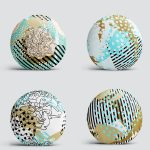 4'lü Beyaz Zemin Üzerinde Renkli Puantiye Desenli Modern Yuvarlak Yastık Kırlent Kılıf Seti Realhomes