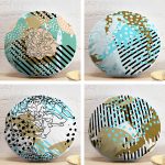 4'lü Beyaz Zemin Üzerinde Renkli Puantiye Desenli Modern Yuvarlak Yastık Kırlent Kılıf Seti Realhomes