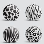 4'lü Beyaz Zemin Üzerinde Zebra Desenli Modern Yuvarlak Yastık Kırlent Kılıf Seti Realhomes