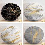 4'lü Renkli Zemin Üzerinde Gold Detaylı Soyut Çizimli Modern Yuvarlak Yastık Kırlent Kılıf Seti Realhomes