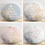 4'lü Renkli Zemin Üzerinde Geometrik Çizimli Modern Yuvarlak Yastık Kırlent Kılıf Seti Realhomes