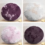 4'lü Renkli Zemin Üzerinde Yaprak Desenli Modern Yuvarlak Yastık Kırlent Kılıf Seti Realhomes