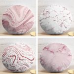 4'lü Renkli Zemin Üzerinde Soyut Desenli Modern Yuvarlak Yastık Kırlent Kılıf Seti Realhomes