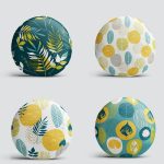 4'lü Renkli Zemin Üzerinde Yaprak Desenli Modern Yuvarlak Yastık Kırlent Kılıf Seti Realhomes