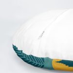 4'lü Renkli Zemin Üzerinde Yaprak Desenli Modern Yuvarlak Yastık Kırlent Kılıf Seti Realhomes