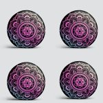 4'lü Neon Mandala Tasarım Dijital Baskılı Modern Yuvarlak Yastık Kırlent Kılıf Seti Realhomes