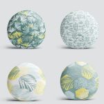 4'lü Renkli Zemin Üzerinde Yaprak Desenli Modern Yuvarlak Yastık Kırlent Kılıf Seti Realhomes