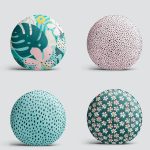 4'lü Renkli Zemin Üzerinde Yaprak Desenli Modern Yuvarlak Yastık Kırlent Kılıf Seti Realhomes