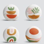 4'lü Beyaz Zemin Üzerinde Onedraw Çizimli Modern Yuvarlak Yastık Kırlent Kılıf Seti Realhomes