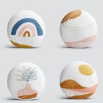 4'lü Beyaz Zemin Üzerinde Onedraw Çizimli Modern Yuvarlak Yastık Kırlent Kılıf Seti Realhomes