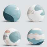 4'lü Renkli Zemin Üzerinde Onedraw Çizimli Modern Yuvarlak Yastık Kırlent Kılıf Seti Realhomes