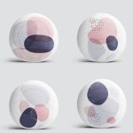 4'lü Beyaz Zemin Üzerinde Renkli Geometrik Desenli Modern Yuvarlak Yastık Kırlent Kılıf Seti Realhomes