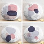 4'lü Beyaz Zemin Üzerinde Renkli Geometrik Desenli Modern Yuvarlak Yastık Kırlent Kılıf Seti Realhomes