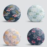 4'lü Rengarenk Zemin Üzerinde Çiçek Desenli Modern Yuvarlak Yastık Kırlent Kılıf Seti Realhomes