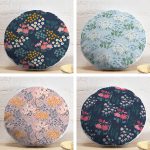 4'lü Rengarenk Zemin Üzerinde Çiçek Desenli Modern Yuvarlak Yastık Kırlent Kılıf Seti Realhomes