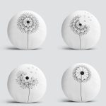 4'lü Beyaz Zemin Üzerinde Çiçek Desenli Modern Yuvarlak Yastık Kırlent Kılıf Seti Realhomes