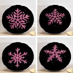 4'lü Siyah Zemin Üzerinde Renkli Kartanesi Desenli Modern Yuvarlak Yastık Kırlent Kılıf Seti Realhomes