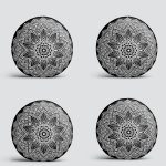 4'lü RealHomes Mandala Desen Tasarımlı Dijital Baskılı Yuvarlak Yastık Kırlent Kılıf Seti Realhomes