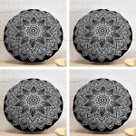 4'lü RealHomes Mandala Desen Tasarımlı Dijital Baskılı Yuvarlak Yastık Kırlent Kılıf Seti Realhomes