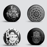 4'lü RealHomes Modern Black Frida Kahlo Tasarımlı Yuvarlak Yastık Kırlent Kılıf Seti Realhomes