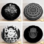 4'lü RealHomes Modern Black Frida Kahlo Tasarımlı Yuvarlak Yastık Kırlent Kılıf Seti Realhomes