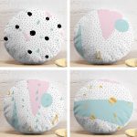 4'lü Beyaz Zemin Üzerinde Siyah Puantiyeli Modern Yuvarlak Yastık Kırlent Kılıf Seti Realhomes