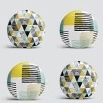 4'lü Beyaz Zemin Üzerinde Geometrik Desenli Modern Yuvarlak Yastık Kırlent Kılıf Seti Realhomes