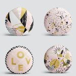 4'lü Renkli Zemin Üzerinde Gold Detaylı Yaprak Desenli Modern Yuvarlak Yastık Kırlent Kılıf Seti Realhomes