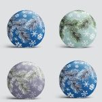 4'lü Renkli Zemin Üzerinde Kartanesi Desenli Modern Yuvarlak Yastık Kırlent Kılıf Seti Realhomes