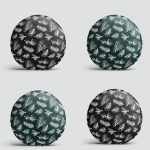 4'lü Renkli Zemin Üzerinde Çamağacı Desenli Modern Yuvarlak Yastık Kırlent Kılıf Seti Realhomes