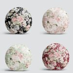 4'lü Rengarenk Zemin Üzerinde Çiçek Desenli Modern Yuvarlak Yastık Kırlent Kılıf Seti Realhomes