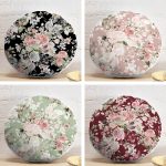 4'lü Rengarenk Zemin Üzerinde Çiçek Desenli Modern Yuvarlak Yastık Kırlent Kılıf Seti Realhomes