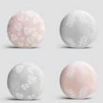 4'lü Renkli Zemin Üzerinde Yaprak Desenli Modern Yuvarlak Yastık Kırlent Kılıf Seti Realhomes