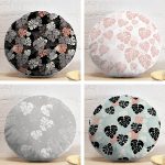 4'lü Renkli Zemin Üzerinde Yaprak Desenli Modern Yuvarlak Yastık Kırlent Kılıf Seti Realhomes