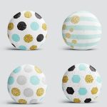 4'lü Beyaz Zemin Üzerinde Gold Detaylı Geometrik Desenli Modern Yuvarlak Yastık Kırlent Kılıf Seti Realhomes