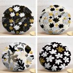 4'lü Renkli Zemin Üzerinde Gold Detaylı Yaprak Desenli Modern Yuvarlak Yastık Kırlent Kılıf Seti Realhomes