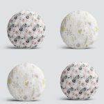 4'lü Renkli Zemin Üzerinde Yaprak Desenli Modern Yuvarlak Yastık Kırlent Kılıf Seti Realhomes