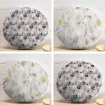 4'lü Renkli Zemin Üzerinde Yaprak Desenli Modern Yuvarlak Yastık Kırlent Kılıf Seti Realhomes