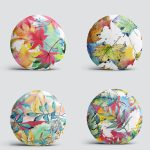 4'lü Beyaz Zemin Üzerinde Renkli Sonbahar Yaprak Desenli Modern Yuvarlak Yastık Kırlent Kılıf Seti Realhomes