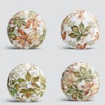 4'lü Beyaz Zemin Üzerinde Sonbahar Yaprağı Desenli Modern Yuvarlak Yastık Kırlent Kılıf Seti Realhomes