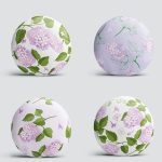 4'lü Renkli Zemin Üzerinde Ortanca Çiçeği Desenli Modern Yuvarlak Yastık Kırlent Kılıf Seti Realhomes