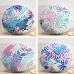 4'lü Renkli Yaprak Tropik Yaprak Özel Tasarım Dijital Baskılı Yuvarlak Yastık Kırlent Kılıf Seti Realhomes