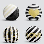 4'lü Beyaz Zemin Üzerinde Gold Detaylı Geometrik Desenli Modern Yuvarlak Yastık Kırlent Kılıf Seti Realhomes