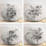 4'lü Renkli Zemin Üzerinde Yaprak Desenli Modern Yuvarlak Yastık Kırlent Kılıf Seti Realhomes