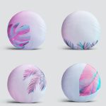 4'lü Neon Tropik Yaprak Desenli Dijital Baskılı Özel Tasarım Yuvarlak Yastık Kırlent Kılıf Seti Realhomes